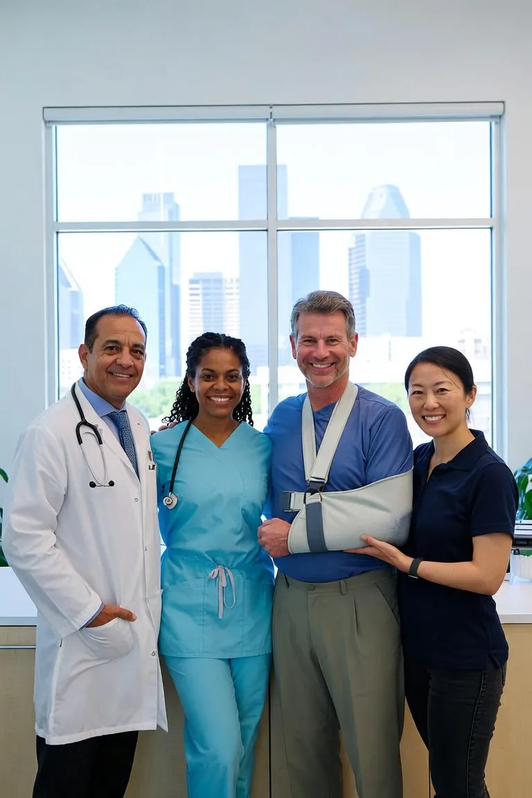 Dallas DOL doctors and clinic team with an injured federal employee